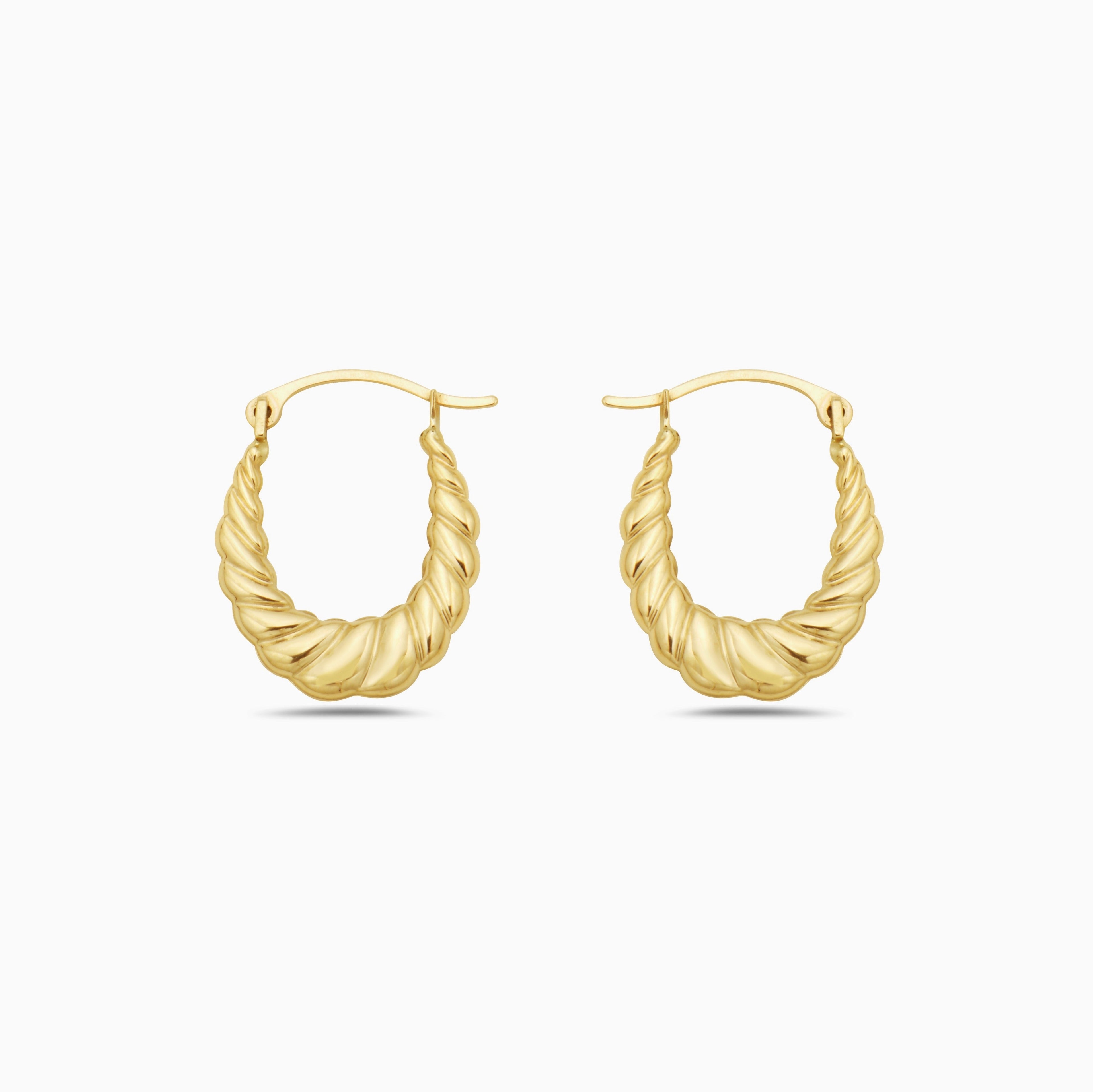 10K Gold Braided Oval Hoop Earrings
