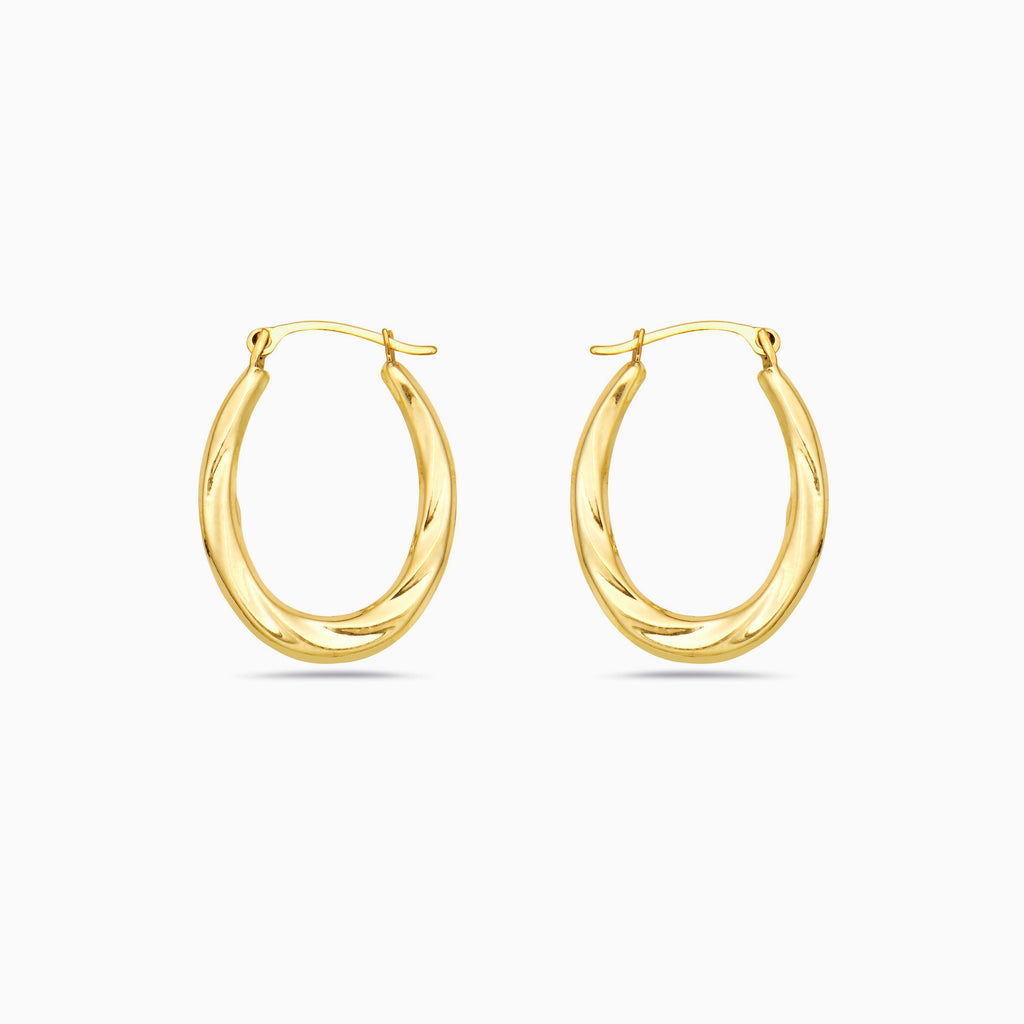 14K Gold Oval Hoop Earrings
