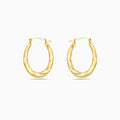 14K Gold Oval Hoop Earrings