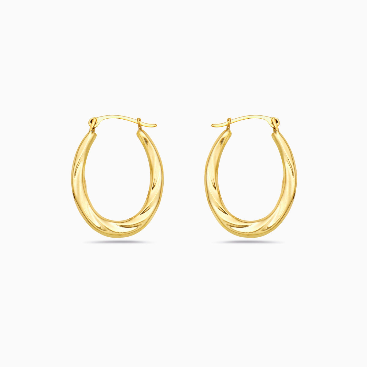 14K Gold Oval Hoop Earrings