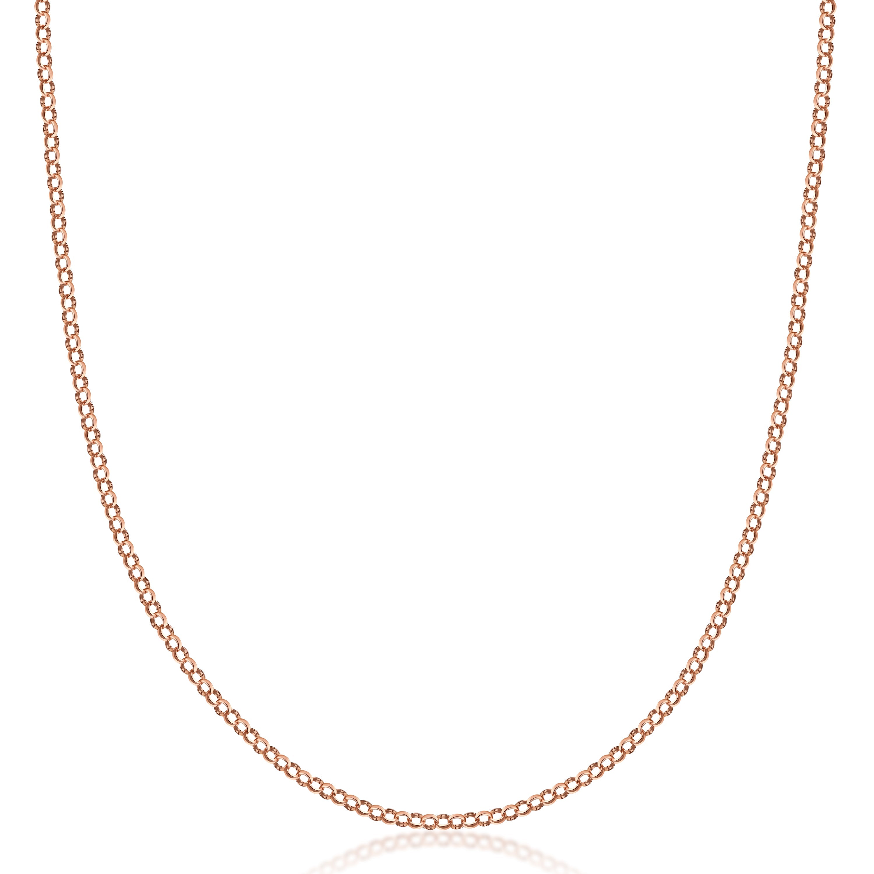10K Gold 2.0MM Round Rolo Link Chain Necklace