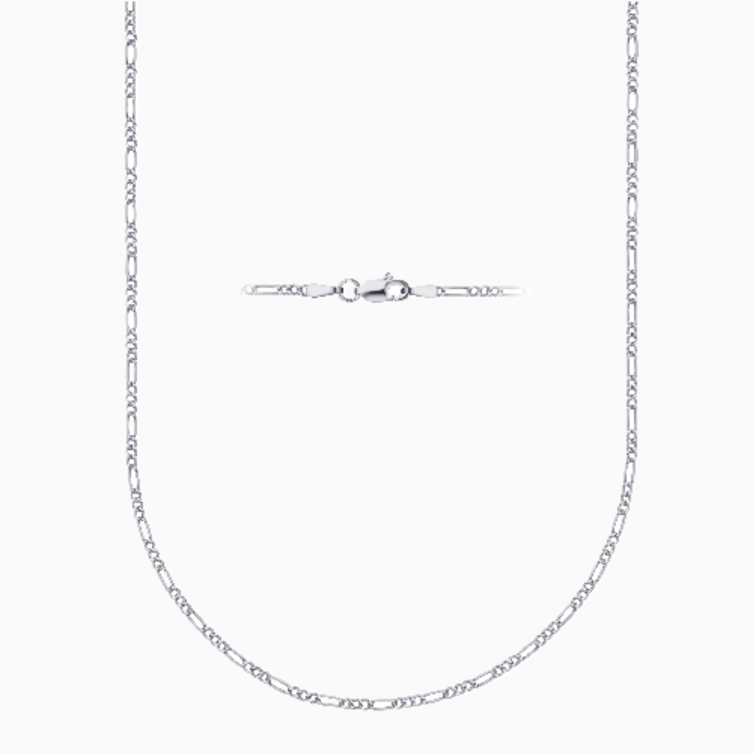 Sterling Silver 2MM Figaro Link Chain Necklace