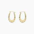 14K GOLD OVAL DC HAMMERED HOOP EARRINGS