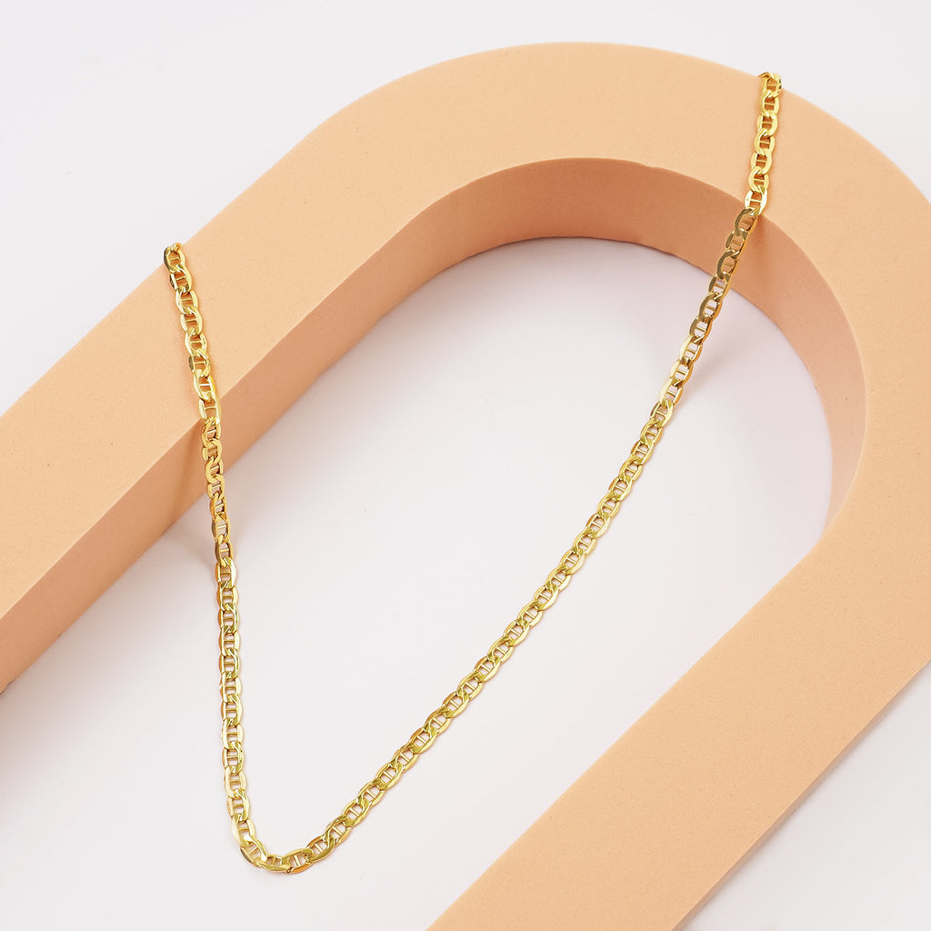 14K gold Flat Mariner Link Chain Necklace