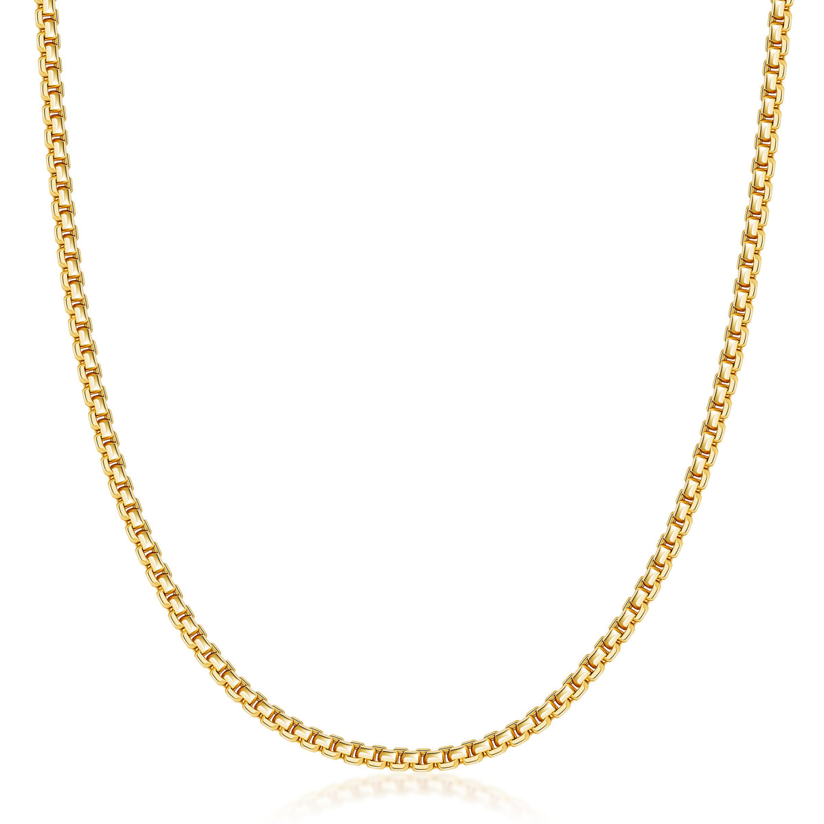 MENS 14K Gold Round Box Chain Necklace