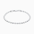 Sterling Silver Italian Oval Bead Ball Strand Chain Bracelet Made in Italy
