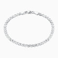 Sterling Silver Italian 3.5mm Bismark Mesh Link Chain Bracelet for Women, Made in Italy