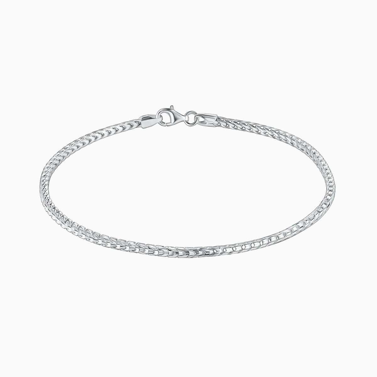 Silver Square Box Franco Chain Anklet