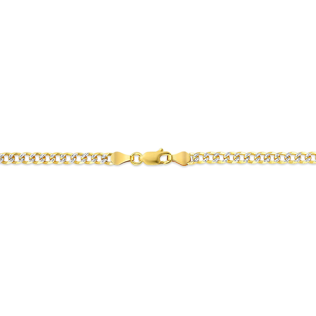 Gold over Sterling Silver Two Tone Diamond Cut Cuban Chains