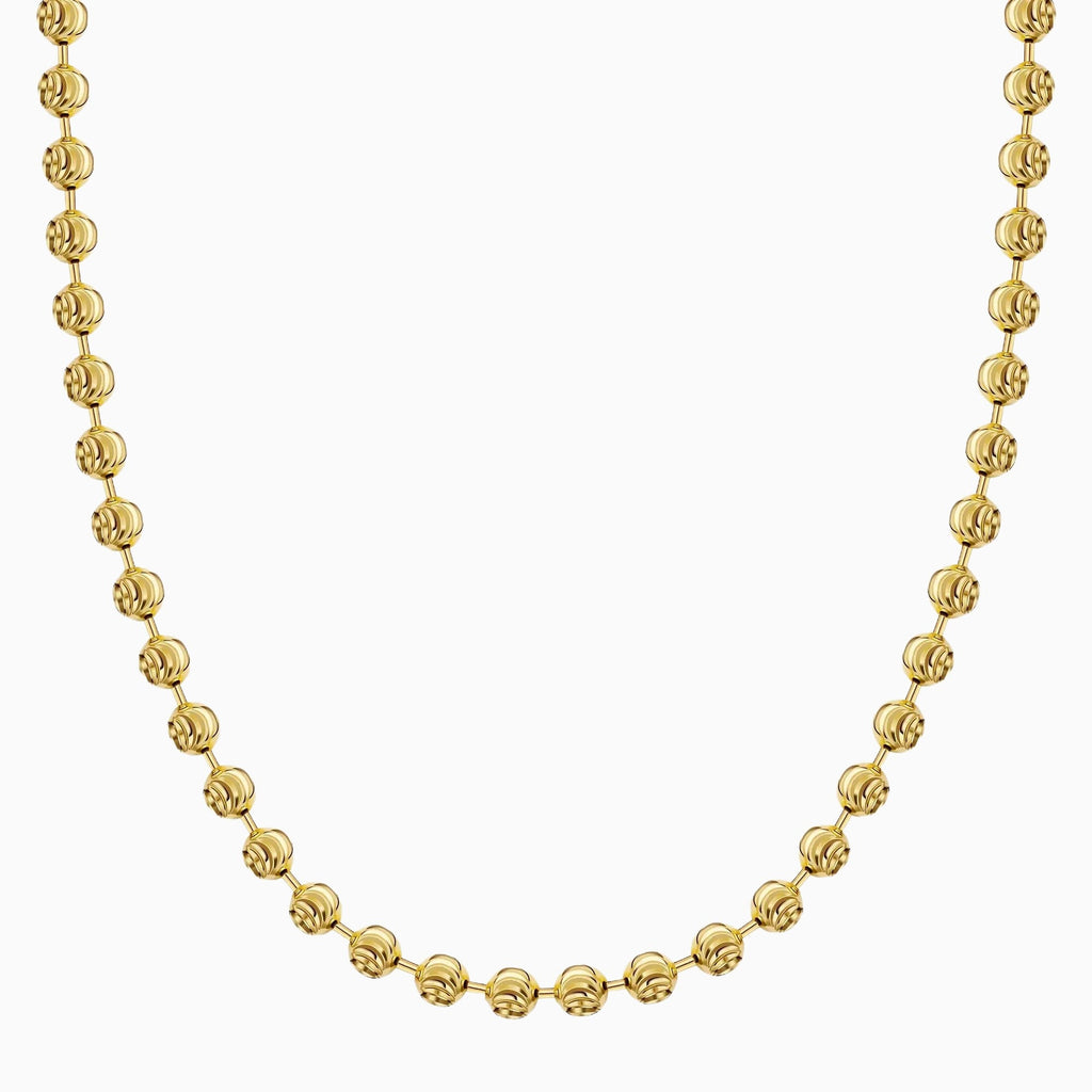 Silver 5MM Moon Cut Bead Chain Necklaces