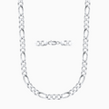 Silver 8.5MM Figaro Chain Necklace