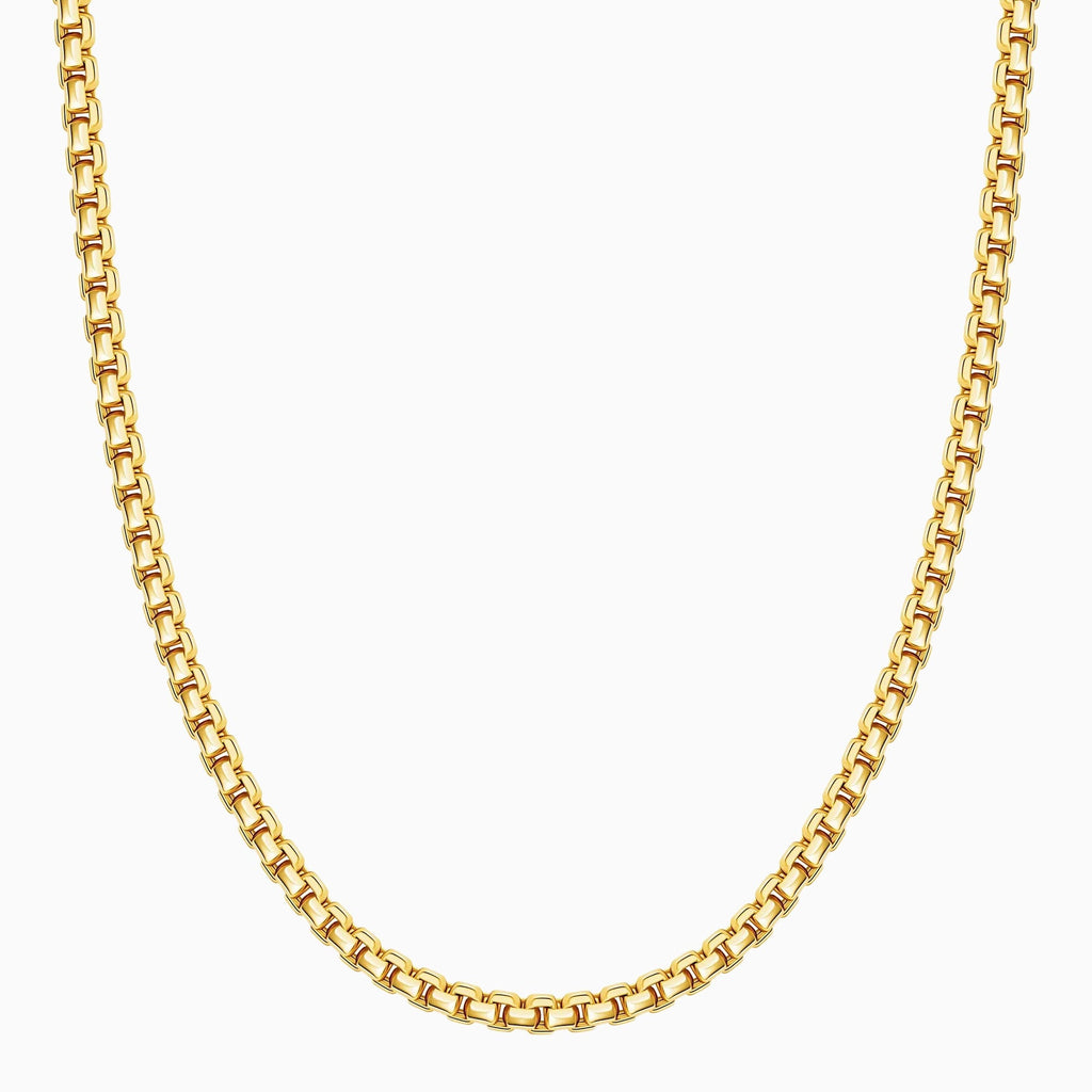 MENS 14K Gold Round Box Chain Necklace
