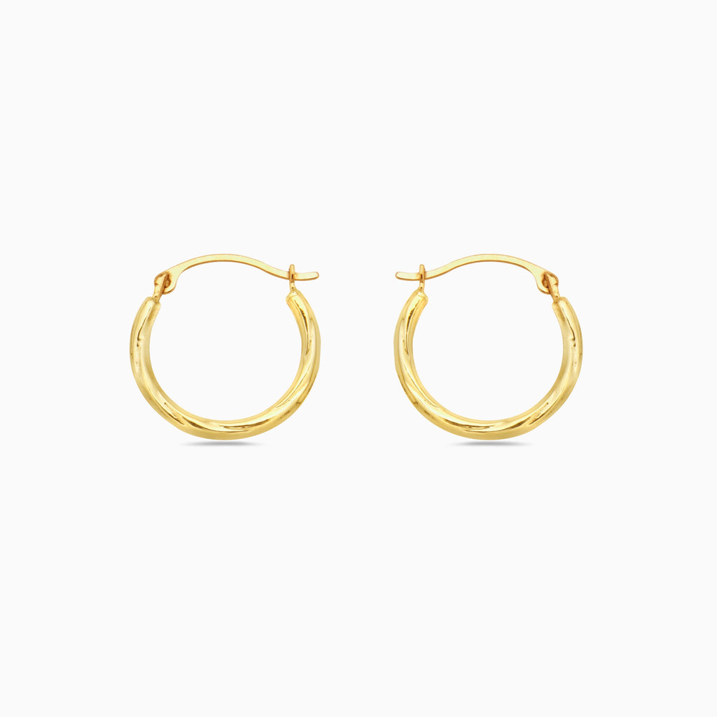 Solid Gold Slash Diamond cut Hoop Earrings