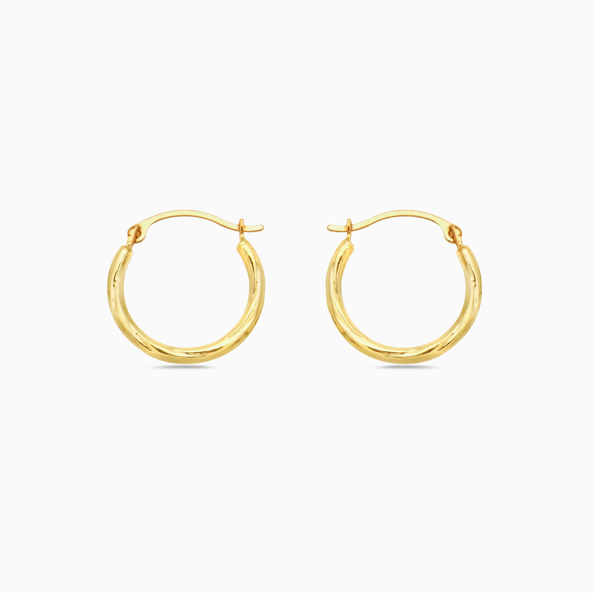 Solid Gold Slash Diamond cut Hoop Earrings
