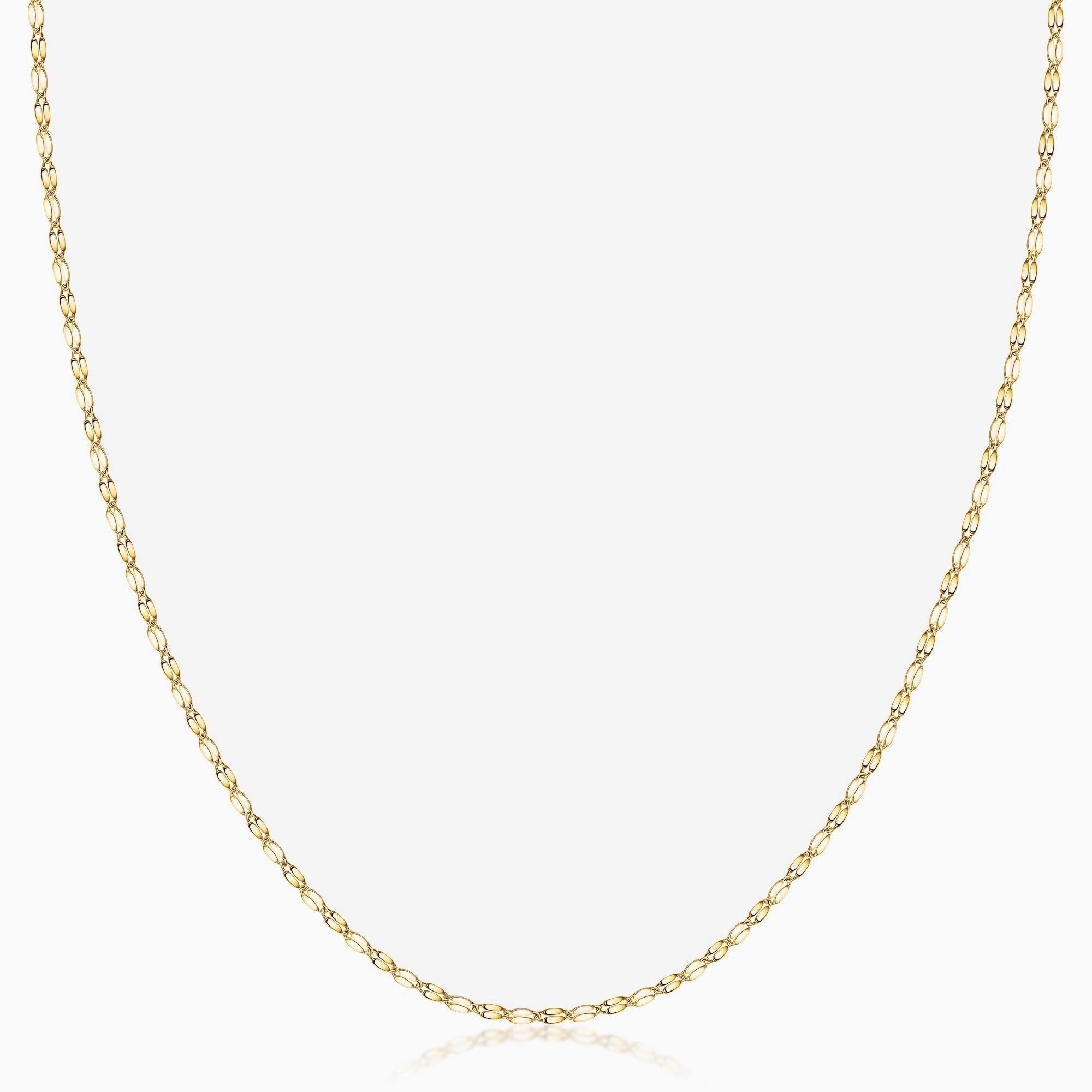 18K Gold Diamond Cut Mirror Chain Necklace