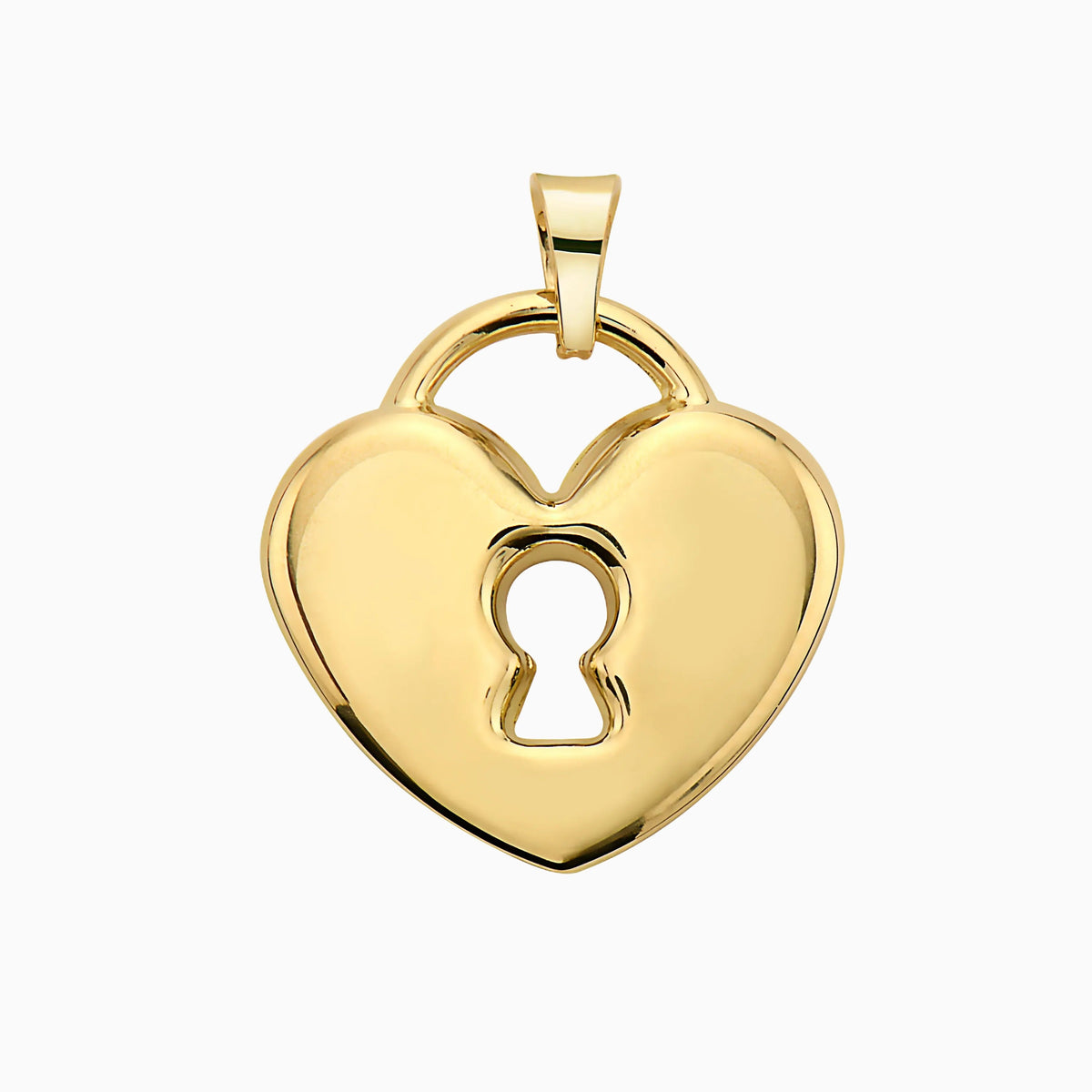 14K Gold Lock on Heart Pendant