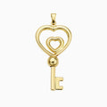 14K Gold Cute Heart Shape Key Pendant