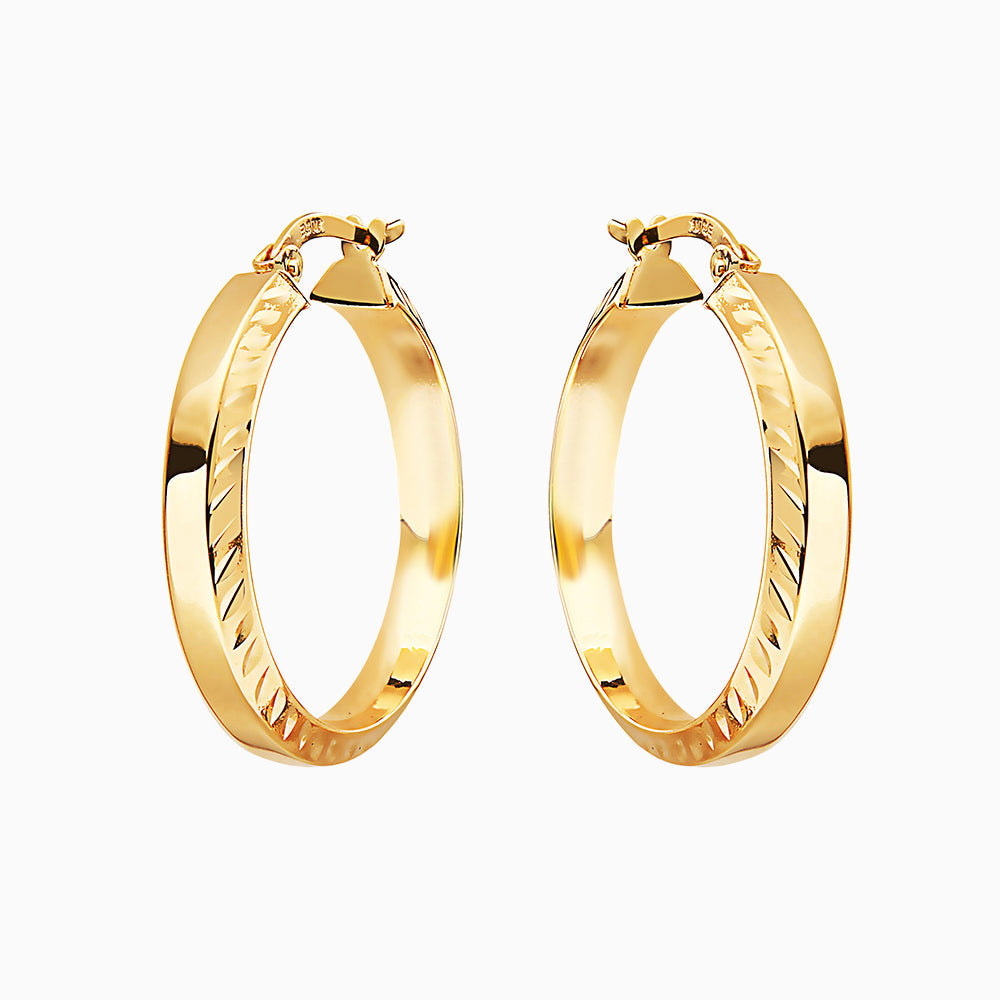 14K GOLD SLASHED HOOPS