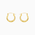 14K Gold Diamond Cut Hoop Earrings
