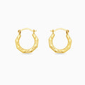 Solid Gold Oval Fancy Design Mini Hoop Earrings