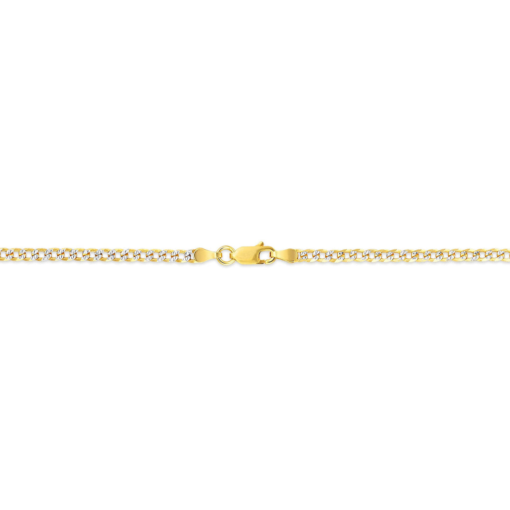 Gold over Sterling Silver Two Tone Diamond Cut Cuban Chains