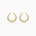 14K GOLD BAMBOO STYLE HOOP EARRINGS