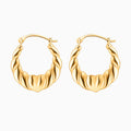 10K Gold Oval Heart Hoop Earrings