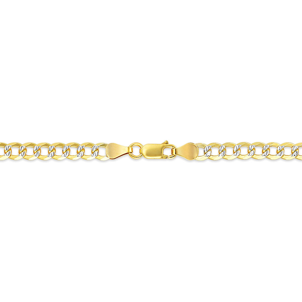 Gold over Sterling Silver Two Tone Diamond Cut Cuban Chains