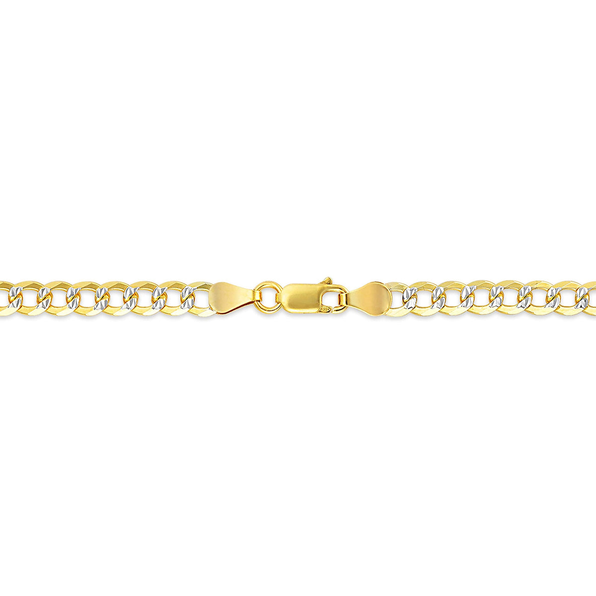 Gold over Sterling Silver Two Tone Diamond Cut Cuban Chains