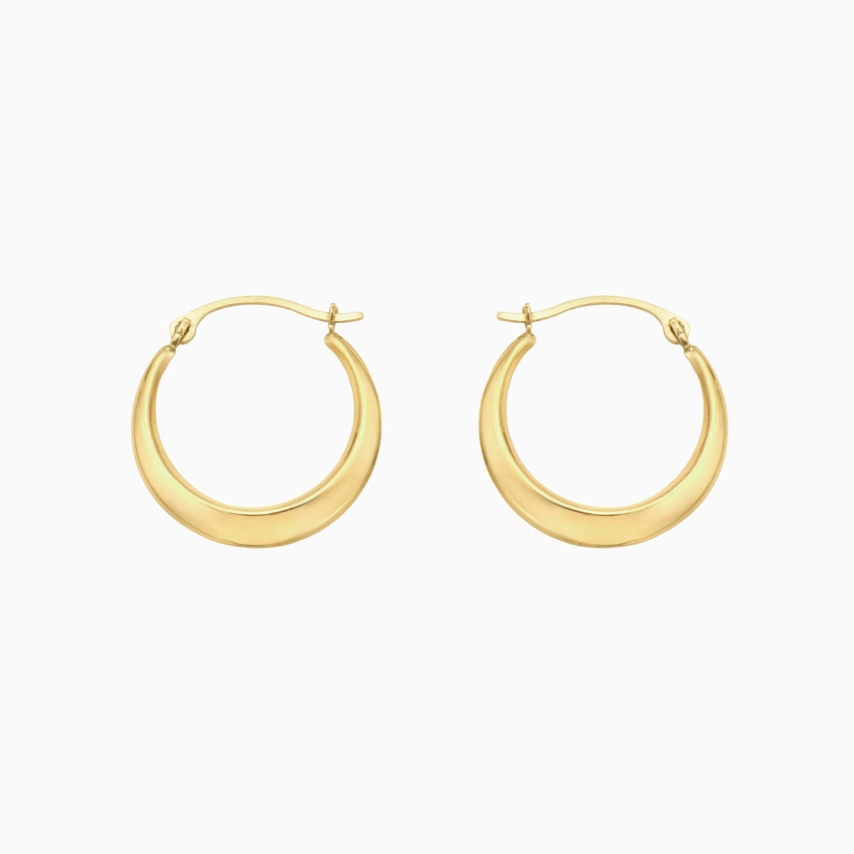 10K Gold High Polish Geometric Round Hoop Earrings