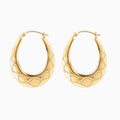 10K Gold Oval Diamond Cut Hoop Earrings