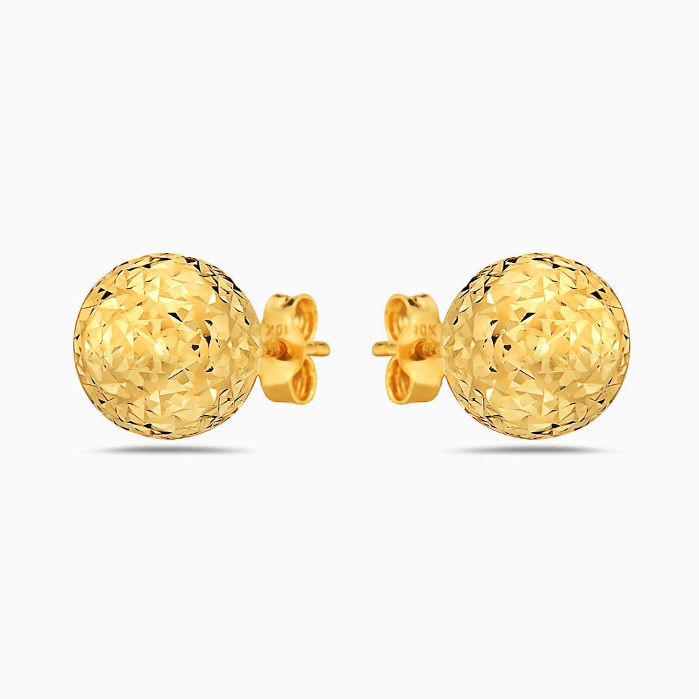 14K Gold Diamond Cut 8MM Ball Studs