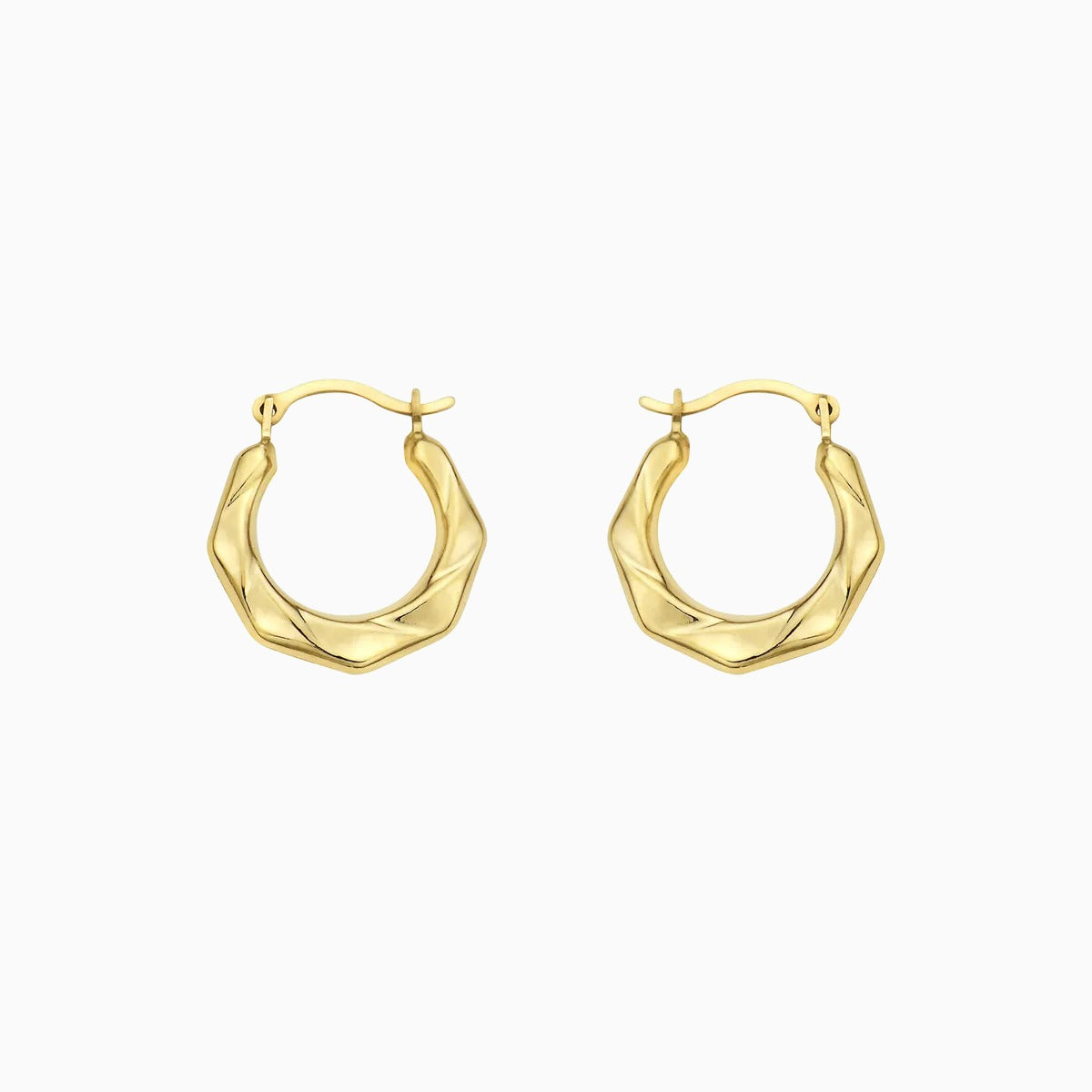 14K GOLD DC Hexegonal Hoop Earrings