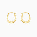 Solid Gold Twist Design Oval Shape Hoop Earrings
