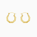 14K Gold Twisted Hexegonal Hoop Earrings
