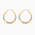 14K Gold Round Twisted Two Tone Hoop Earrings