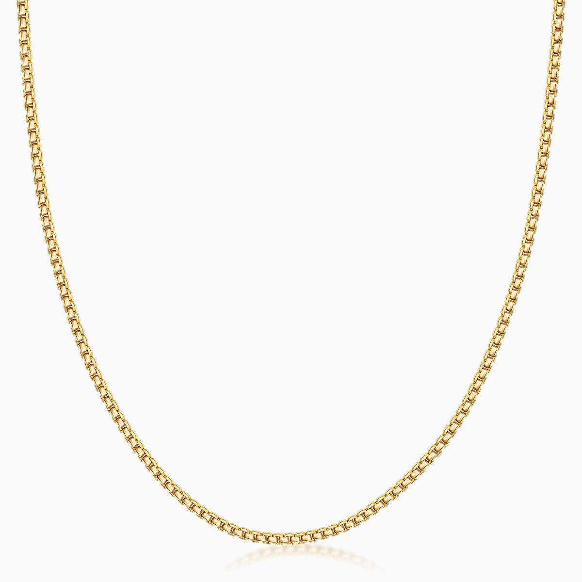 14K Gold Round Box Chain Necklace
