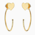 14K GOLD HEART HALF OVAL STUD EARRINGS