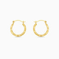 14K Gold Hammered Swoosh Hoop Earrings