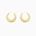 10K Gold Hammered Diamond Cut Alternating Patterened  Hoop Earrings