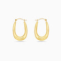 14K Gold Oval Shape Bib Hoop Earrings