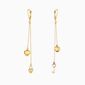 14K Gold Key & Heart Lock Dangle Earrings