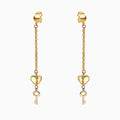 14K Gold Key To My Heart Dangle Earrings