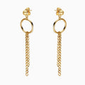 14K GOLD  HOOP CUBAN CHAIN DANGLE EARRINGS
