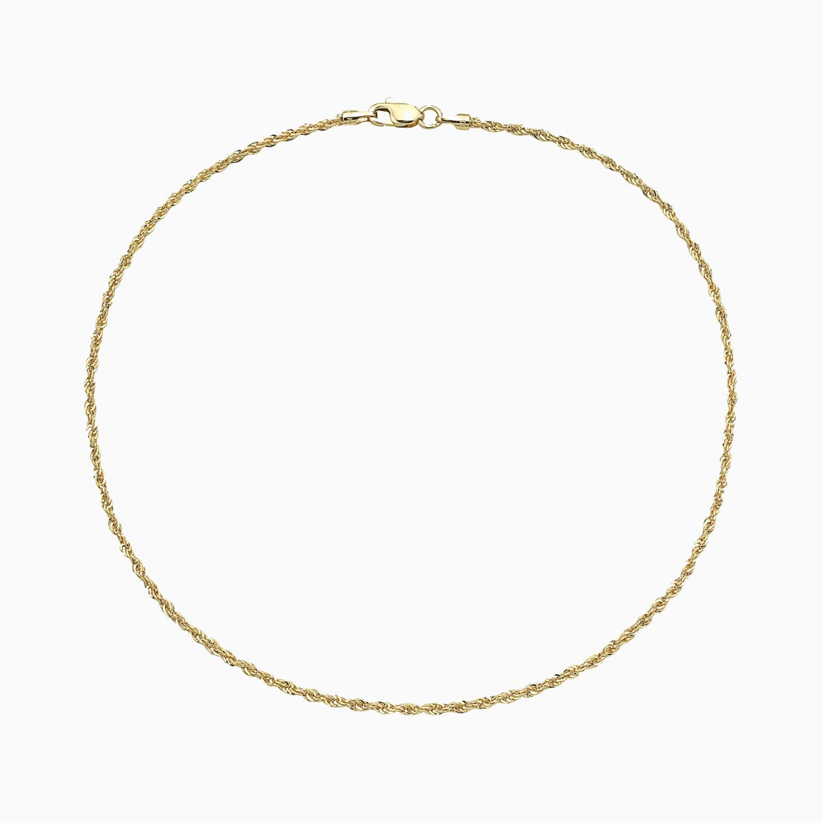 Solid Gold Diamond Cut Rope Chain Anklet