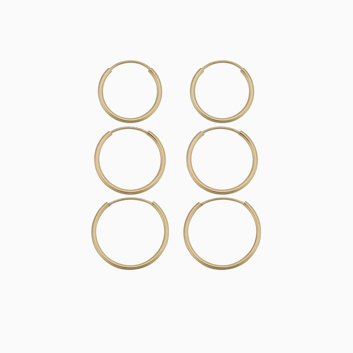 14K GOLD 3 PACK GOLD ENDLESS HOOPS