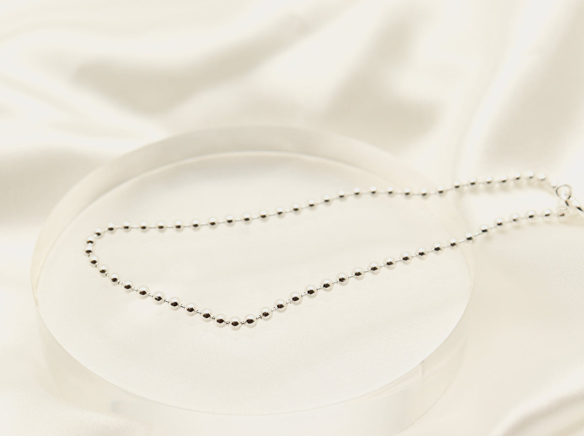 Silver Ball Bead Chain Anklet