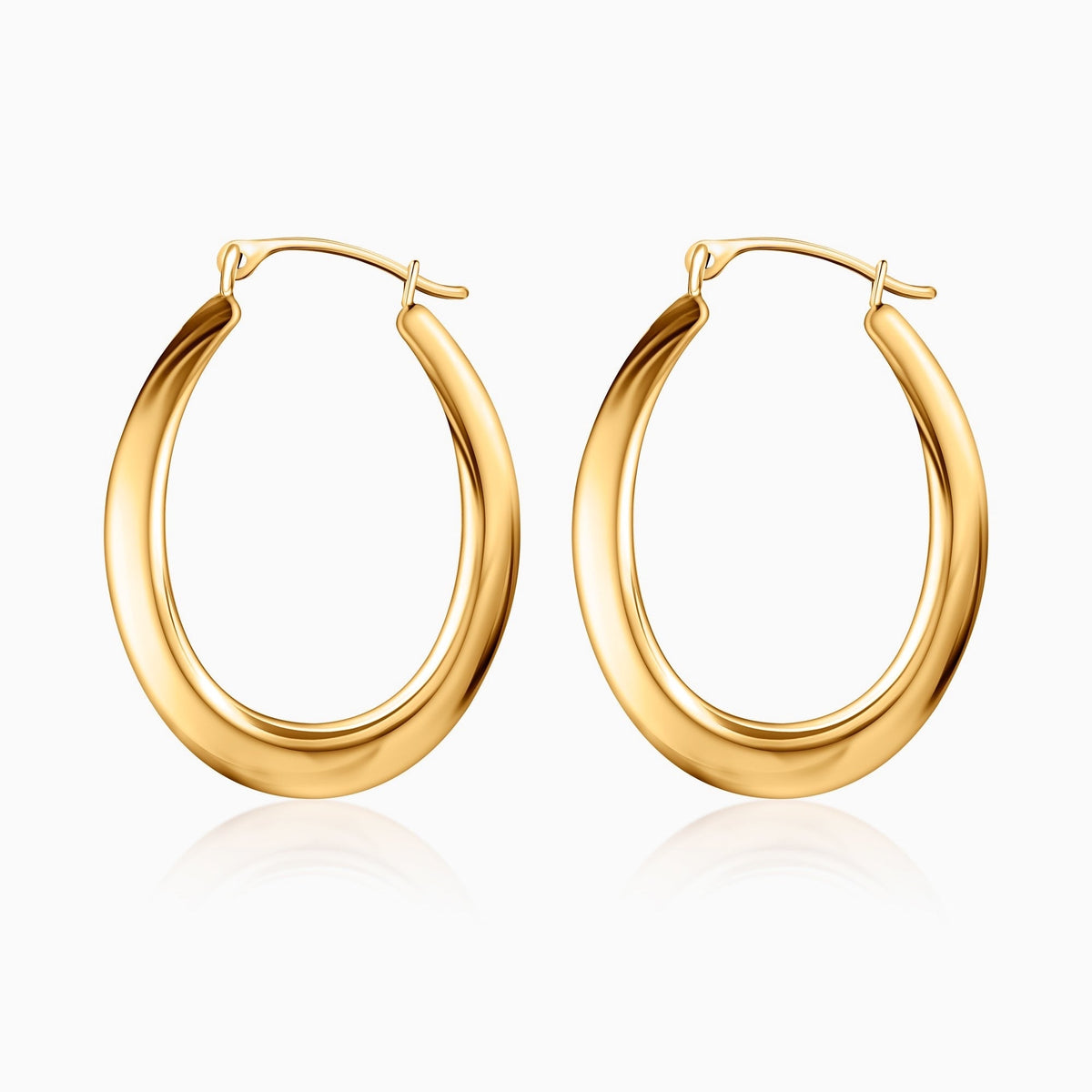 14K Gold Large Oval Hoop Earrings