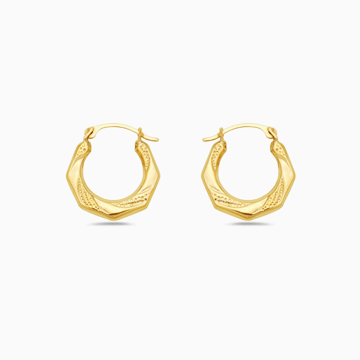 14K Gold Geometric hexagonal Hoop Earrings