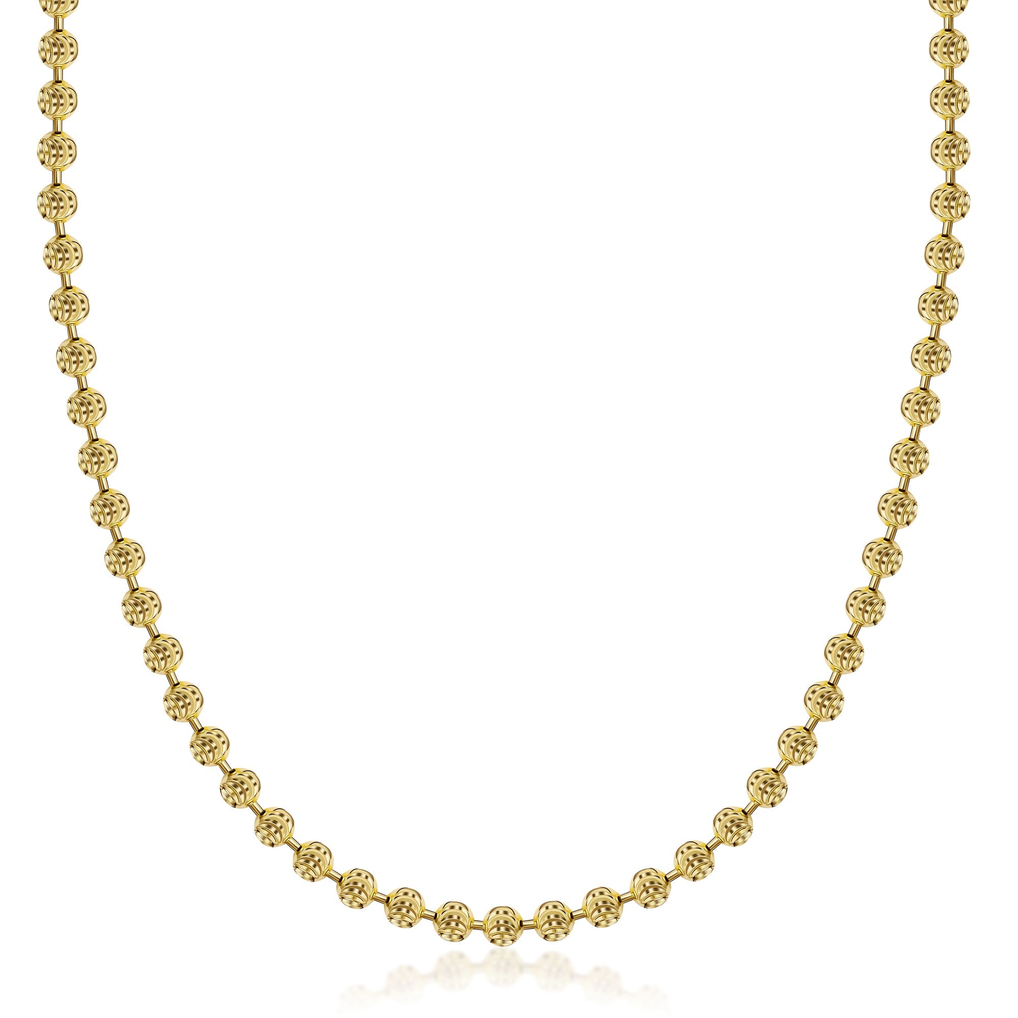 Silver 4MM Moon Cut Bead Chain Necklaces